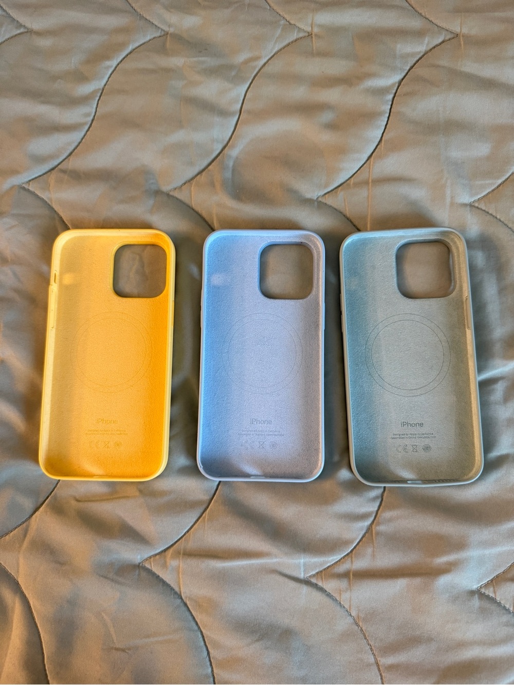 Apple Silicone iPhone 14 Pro Max Cases - Yellow, Light Blue, Gray - Picture 2 of 2